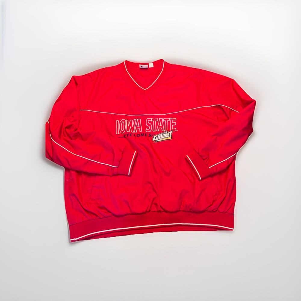 VINTAGE Iowa State Cyclones V Neck Mens XL Red Windbreaker Pullover